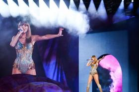 Taylor Swift performs on stage during a concert as part of her Eras World Tour in Sydney on Feb 23.