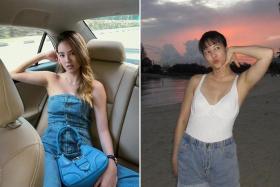 Singaporean actress Tay Ying in an Instagram post from May 2023 (left) and in her recent post.