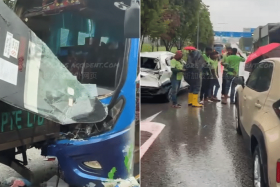 The police and SCDF said it was alerted to an accident along the BKE, towards Woodlands Checkpoint, at about 8am.