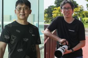 Mr Hoon Meng Kit (left) and Mr Malcolm Lu are aviation photography enthusiasts.