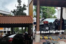 The authorities said the car was believed to have “self-skidded” near Block 820 Yishun Street 81 at about 3.45pm on June 1.