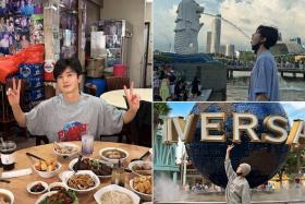 Chen Zheyuan shared photos of himself having a bak kut teh feast, and at places such as Merlion Park and Universal Studios Singapore.