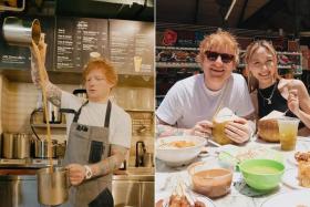 Ed Sheeran tried making teh tarik and ate local food with digital creator Denise Teo.