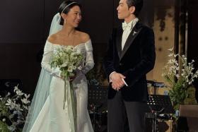 Jam Hsiao and Summer Lin held their wedding dinner in Taipei on Oct 13.