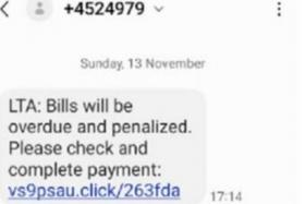 The victims would receive text messages that were purportedly from LTA notifying them of unpaid bills or fines.