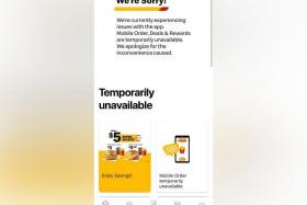 A message seen at 4.30pm on the McDonald’s mobile app said the fast food company is experiencing issues with the app.