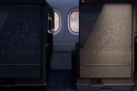 A teaser image of SIA&#039;s new business class seats, which will be installed on its Airbus A350-900 long-haul and ultra-long-haul aircraft.