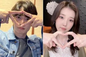 K-pop idols such as Shinee’s Minho (left) and IU posted videos of themselves doing the sign.