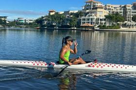 SIngapore kayaker Stephenie Chen training on the Gold Coast in Australia ahead of the Olympic qualifiers in April.