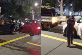 The police said they were alerted to the accident involving four cars and a lorry along Yishun Avenue 2 towards Canberra Link at about 6.35pm that day. 