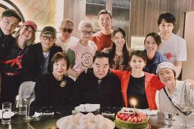 Hong Kong actor Kent Cheng (seated, centre) celebrated his 73rd birthday on May 22.