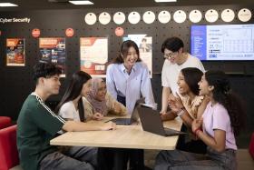 Students at Nanyang Polytechnic&#039;s School of Information Technology, which is offering an exemption from a foundational learning unit for some first-year students.