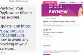 Victims were tricked into sharing their personal details at a fake PayNow website. 