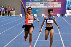 Shanti Pereira (left) now has four gold medals at the SEA Games.