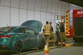 The fire involved the engine compartment of a car and was extinguished by the tunnel’s water mist system before the firefighters arrived.