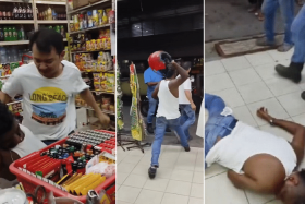 The fight broke out inside a convenience store in Penang on June 2.