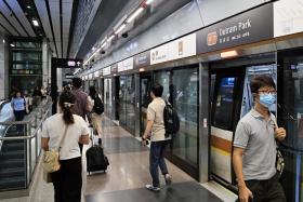 Passengers alighting at Outram Park MRT on Dec 19, 2024. A signalling fault on Dec 27 had caused communication between the signalling system and trains to be disrupted.