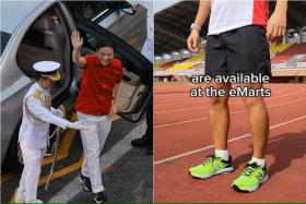 The shoes worn by PM Lawrence Wong appeared to be similar to the running shoes worn by SAF servicemen.