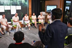 (From left) Nee Soon GRC MP Louis Ng, Senior Minister of State for Sustainability and the Environment Koh Poh Koon, Sembawang GRC MP Poh Li San, East Coast GRC MP Cheryl Chan and Nee Soon GRC MP Carrie Tan at a dialogue with SME representatives.