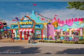 A conceptual rendering of the Super Hungry Food Stand, an all-new restaurant unique to Universal Studios Singapore.