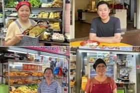 (Clockwise) Madam Puan Siew Kam, Mr Chen Qi Hong, Leong Mee Yueh and Mr Ko Ngak Phweng are embroiled in a hawker war.