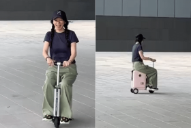 Taiwanese singer-actress Vivian Hsu rides a scooter borrowed from home-grown actress Yvonne Lim's daughter in an Instagram video posted on July 21.