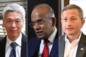 (From left) This comes after Mr Lee Hsien Yang accused ministers K. Shanmugam and Vivian Balakrishnan of getting preferential treatment from the Singapore Land Authority over their rental black-and-white bungalows in Ridout Road.