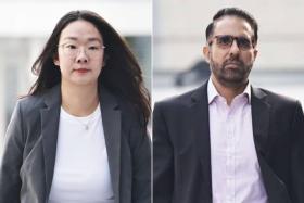 Former WP cadre Loh Pei Ying and WP chief and Leader of the Opposition Pritam Singh arriving at the State Courts on Oct 18.