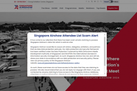 The notice can be seen on the Singapore Airshow&#039;s trade website.