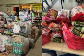Products such as meatballs and sausages were seized from Thai Khaneng Coffeeshop by Singapore Food Agency officers.