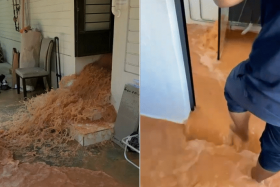 The flat owners discovered sewage water gushing out from the kitchen and toilet drains of their new four-room flat at Block 401 Yishun Avenue 6.