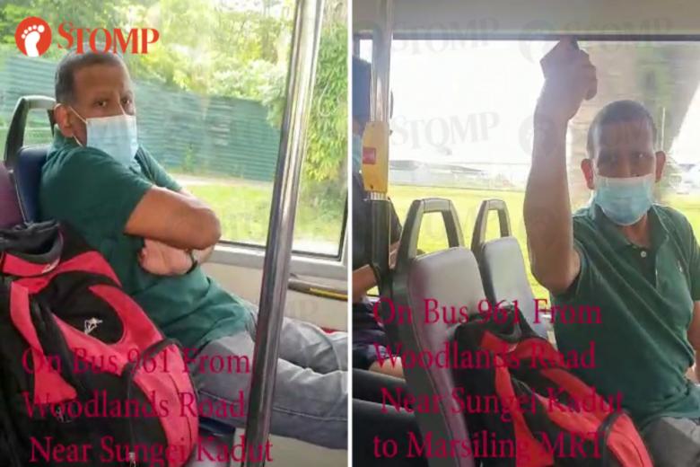 Man with 'knee problem' scolds commuter who tells him not to put feet up on bus seat